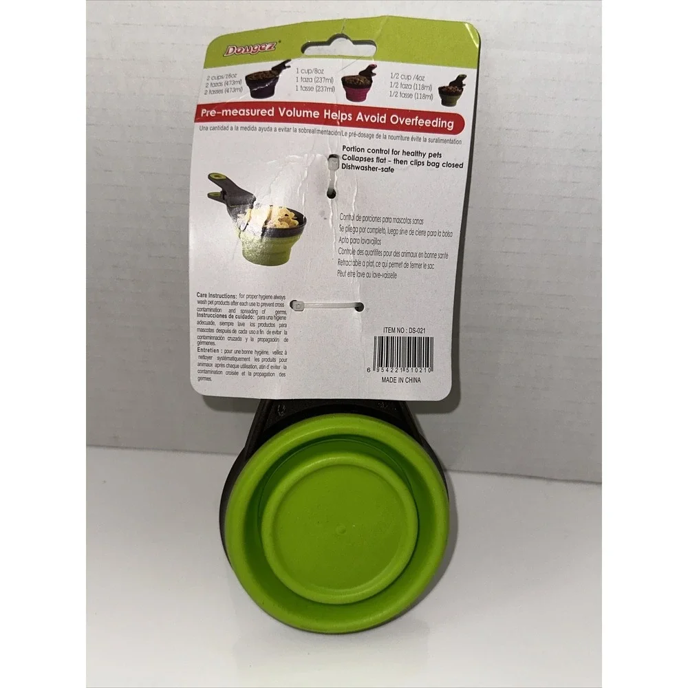 Dongez 3-in-1 Pet Food Scoop Measuring Cup Bag Clip Collapsible BPA Free DS-021